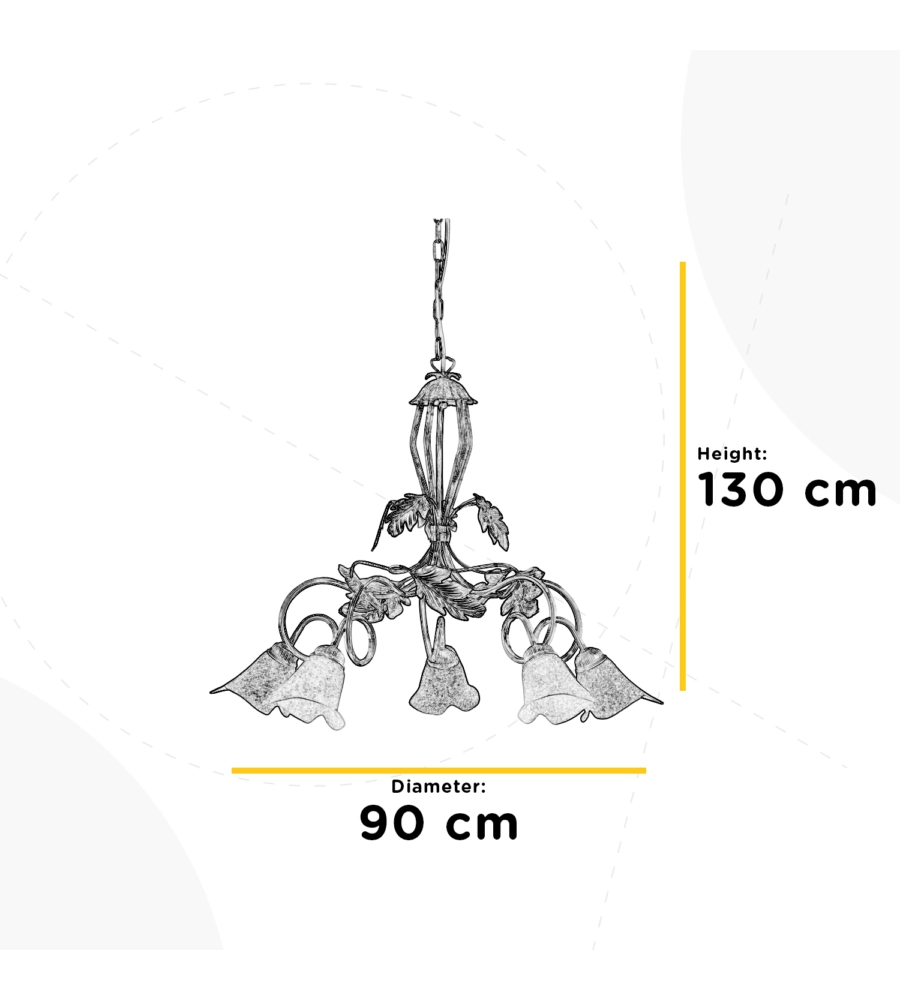 LAMPADARIO 5 LUCI ONLI "MARILENA" ARGENTO E14
